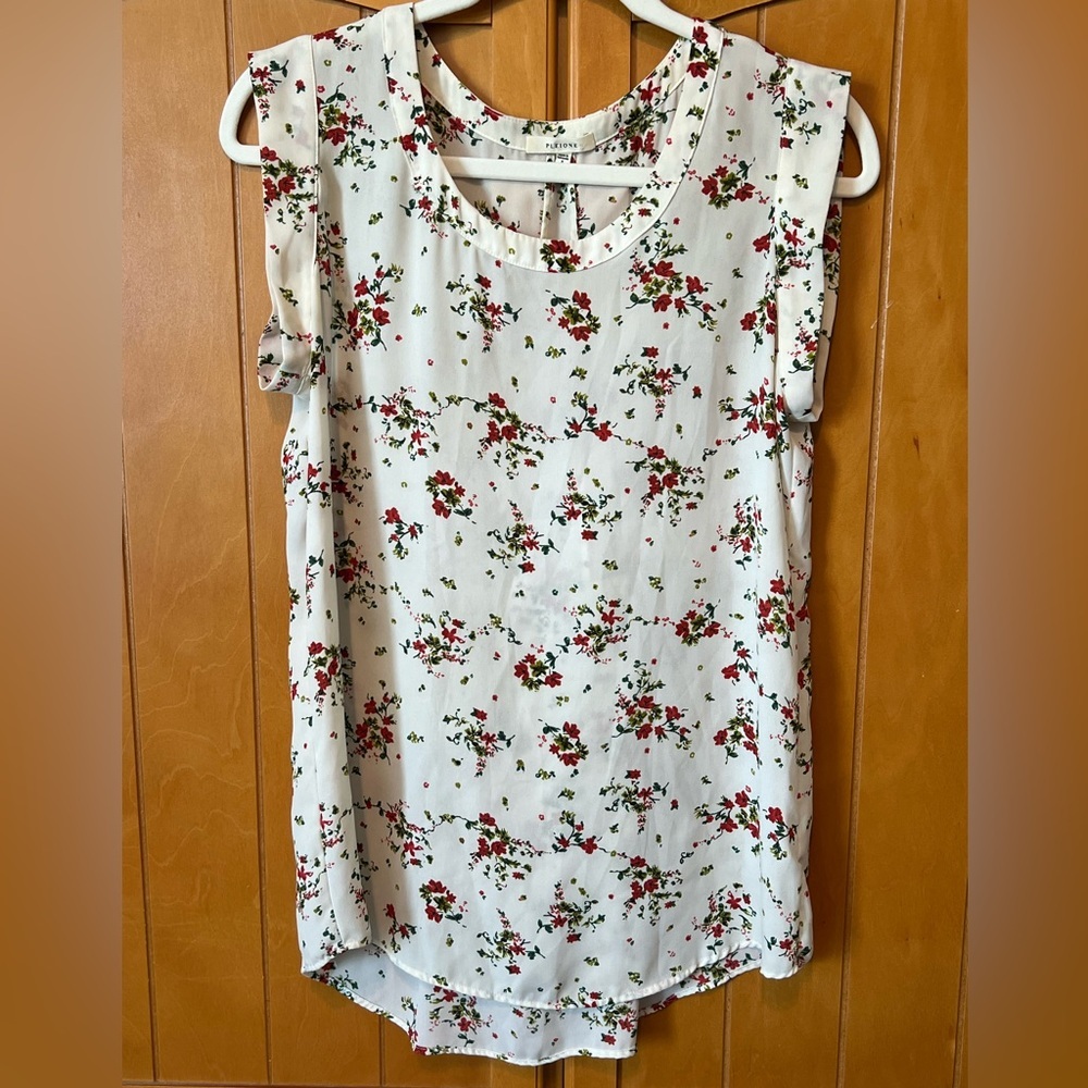 Pleione by Anthropologie Sleeveless Blouse with Floral Print